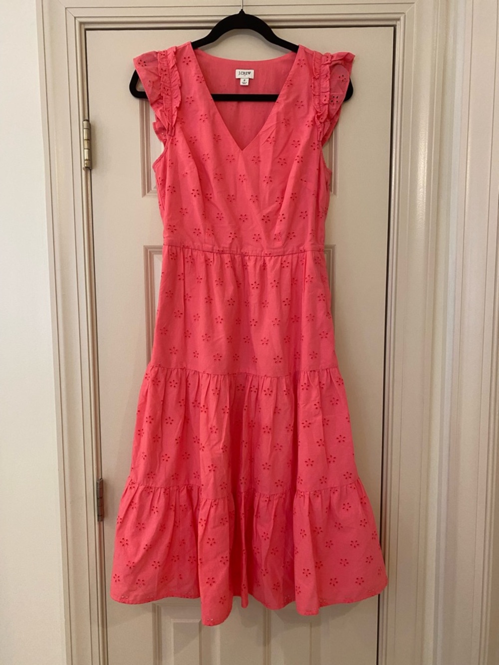 J. Crew Factory size 2 Tropical Azalea Eyelet 100% Cotton Cottagecore MIDI dress